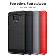 For Xiaomi Redmi Note 9s / Note 9 Pro / Note 9 Pro Max / Foco M2 Pro MOFI Gentleness Series Brushed Texture Carbon Fiber Soft TPU Case(Black)