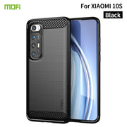 For Xiaomi Mi 10S MOFI Gentleness Series Brushed Texture Carbon Fiber Soft TPU Case(Black)
