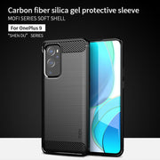 For OnePlus 9 MOFI Gentleness Series Brushed Texture Carbon Fiber Soft TPU Case(Black)