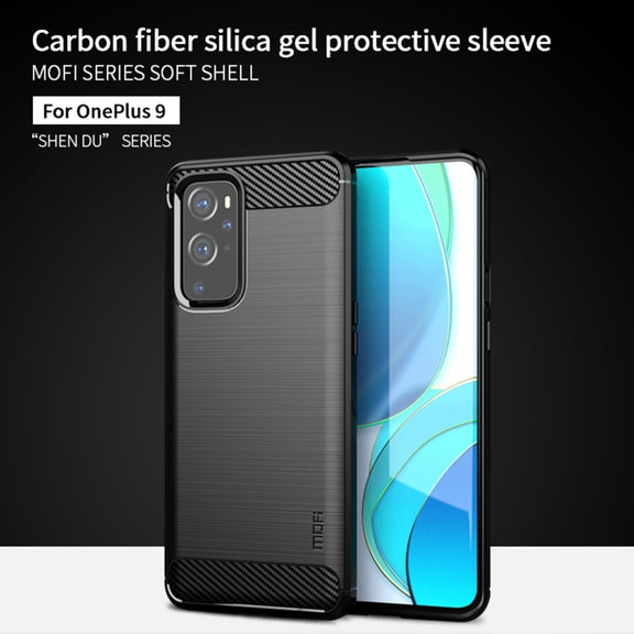 For OnePlus 9 MOFI Gentleness Series Brushed Texture Carbon Fiber Soft TPU Case(Red)