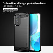 For OnePlus 9 Pro MOFI Gentleness Series Brushed Texture Carbon Fiber Soft TPU Case(Red)