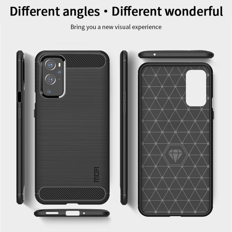 For OnePlus 9 Pro MOFI Gentleness Series Brushed Texture Carbon Fiber Soft TPU Case(Red)