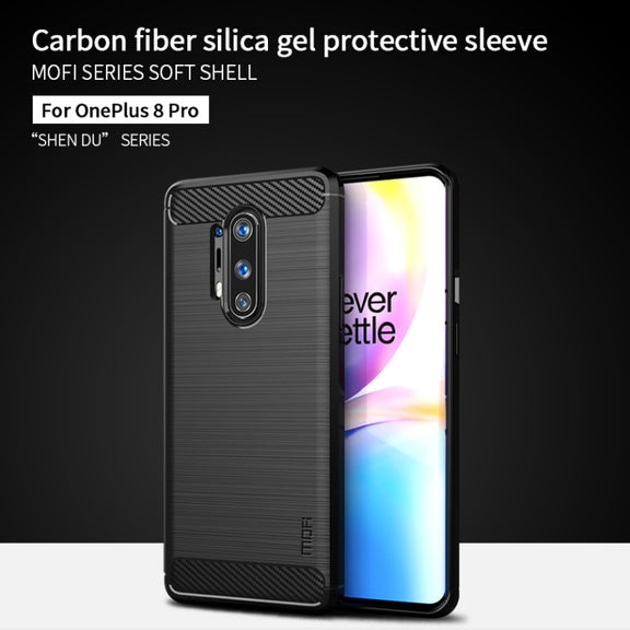 For OnePlus 8 Pro MOFI Gentleness Series Brushed Texture Carbon Fiber Soft TPU Case(Grey)