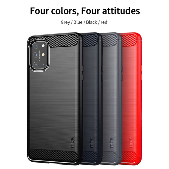 For OnePlus 8T MOFI Gentleness Series Brushed Texture Carbon Fiber Soft TPU Case(Red)