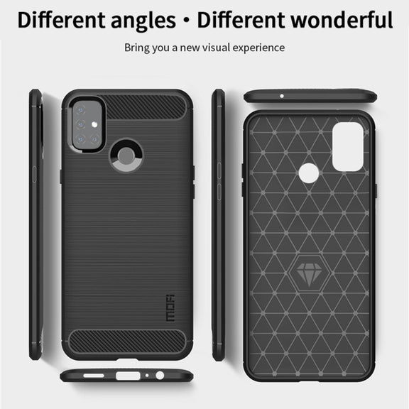 For OnePlus Nord N10 5G MOFI Gentleness Series Brushed Texture Carbon Fiber Soft TPU Case(Blue)