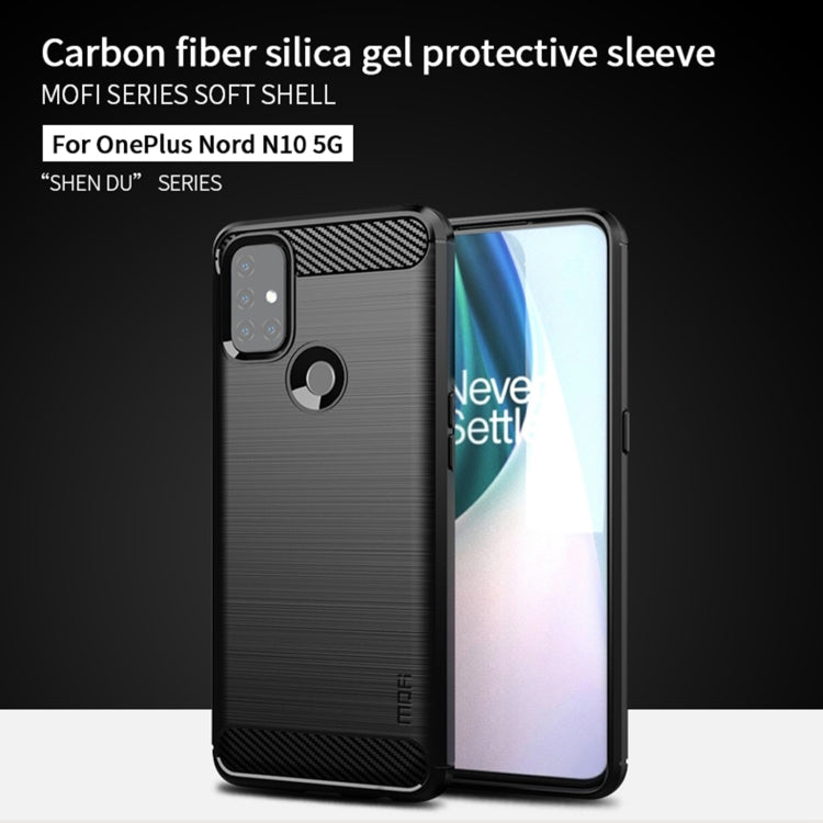 For OnePlus Nord N10 5G MOFI Gentleness Series Brushed Texture Carbon Fiber Soft TPU Case(Red)