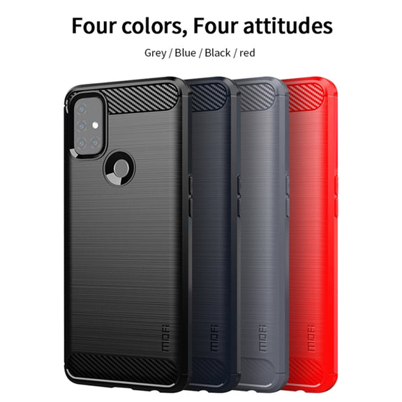 For OnePlus Nord N10 5G MOFI Gentleness Series Brushed Texture Carbon Fiber Soft TPU Case(Red)