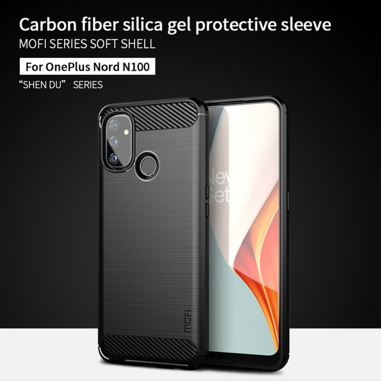 For OnePlus Nord N100 MOFI Gentleness Series Brushed Texture Carbon Fiber Soft TPU Case(Black)