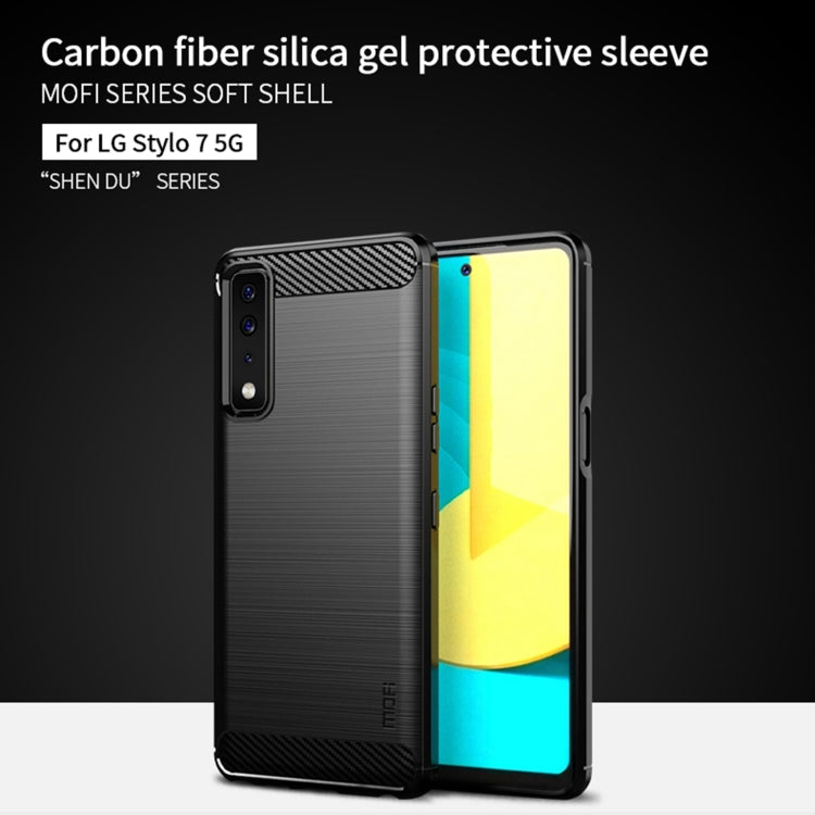 For LG Stylo 7 5G MOFI Gentleness Series Brushed Texture Carbon Fiber Soft TPU Case(Black)