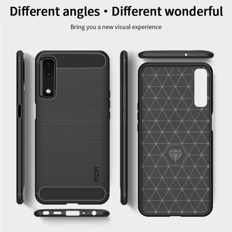 For LG Stylo 7 5G MOFI Gentleness Series Brushed Texture Carbon Fiber Soft TPU Case(Black)