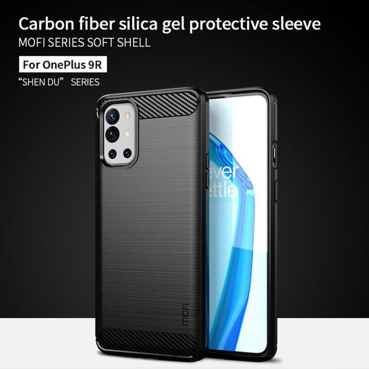 For OnePlus 9R MOFI Gentleness Series Brushed Texture Carbon Fiber Soft TPU Case(Gray)