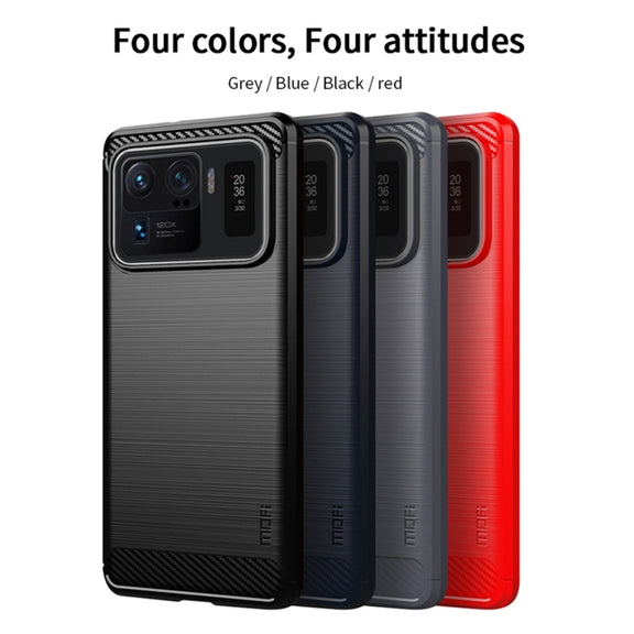 For Xiaomi Mi 11 Ultra MOFI Gentleness Series Brushed Texture Carbon Fiber Soft TPU Case(Black)