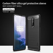 For OnePlus 8 MOFI Gentleness Series Brushed Texture Carbon Fiber Soft TPU Case(Black)