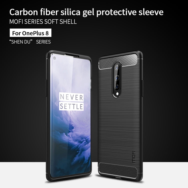 For OnePlus 8 MOFI Gentleness Series Brushed Texture Carbon Fiber Soft TPU Case(Blue)