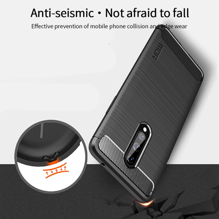 For OnePlus 8 MOFI Gentleness Series Brushed Texture Carbon Fiber Soft TPU Case(Blue)