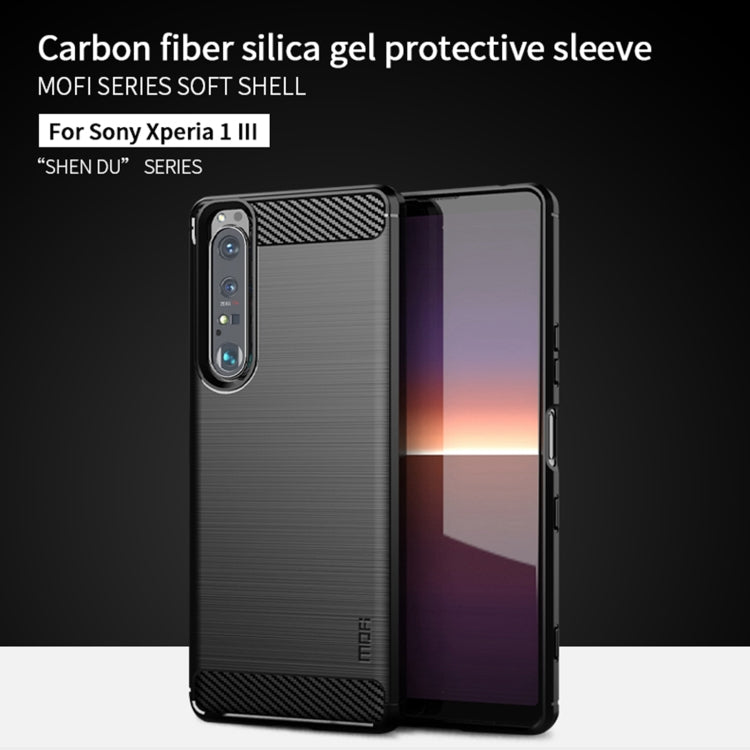 For Sony Xperia 1 lll MOFI Gentleness Series Brushed Texture Carbon Fiber Soft TPU Case(Gray)