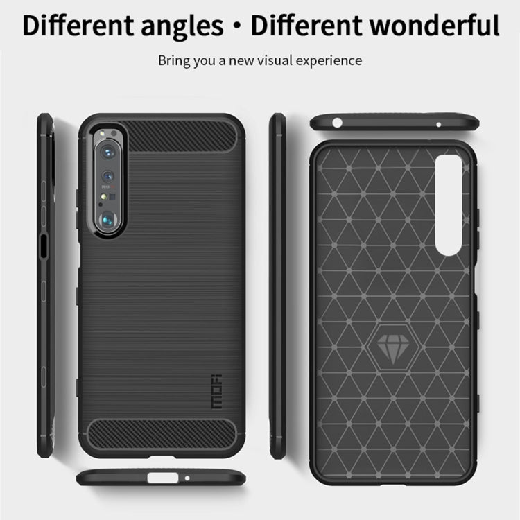 For Sony Xperia 1 lll MOFI Gentleness Series Brushed Texture Carbon Fiber Soft TPU Case(Gray)