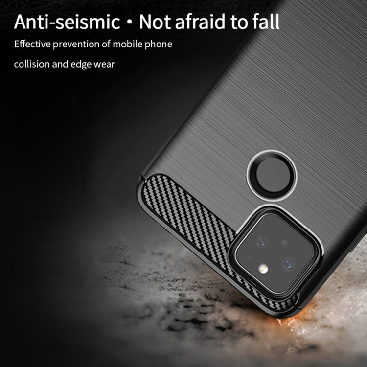 For Google Pixel 5a 5G MOFI Gentleness Series Brushed Texture Carbon Fiber Soft TPU Case(Red)
