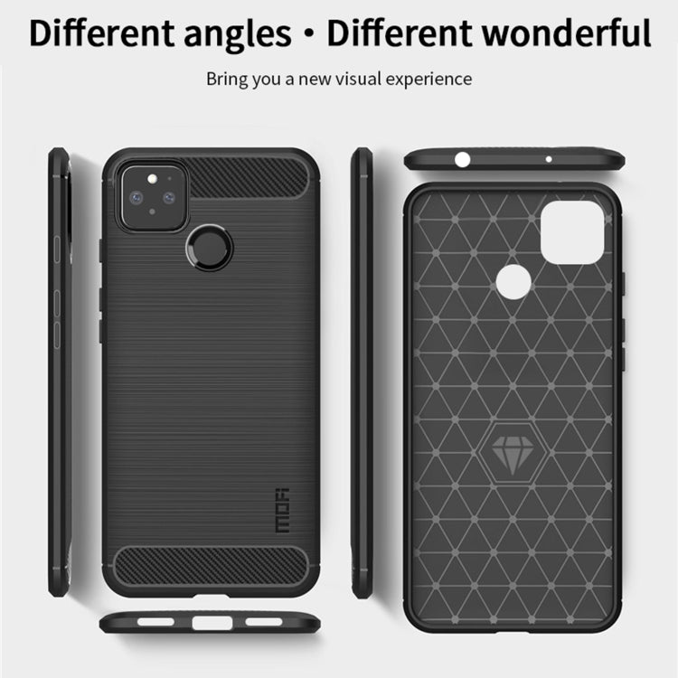 For Google Pixel 5a 5G MOFI Gentleness Series Brushed Texture Carbon Fiber Soft TPU Case(Red)