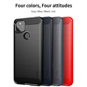 For Google Pixel 5a 5G MOFI Gentleness Series Brushed Texture Carbon Fiber Soft TPU Case(Red)