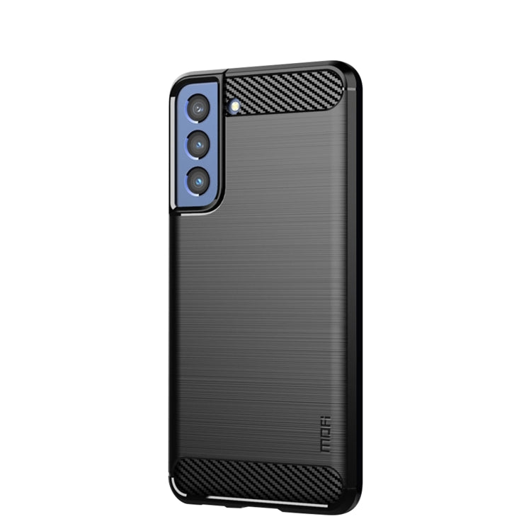 For Samsung Galaxy S21 FE MOFI Gentleness Series Brushed Texture Carbon Fiber Soft TPU Case(Black)