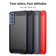 For Samsung Galaxy S21 FE MOFI Gentleness Series Brushed Texture Carbon Fiber Soft TPU Case(Black)