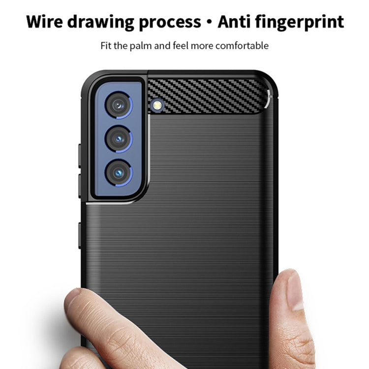 For Samsung Galaxy S21 FE MOFI Gentleness Series Brushed Texture Carbon Fiber Soft TPU Case(Black)