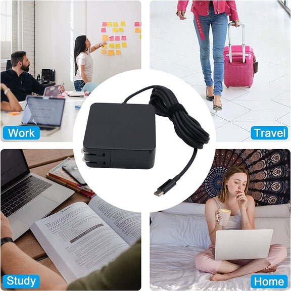 65W 20V 3.25A Notebook Square Portable Type-C Power Adapter, US Plug
