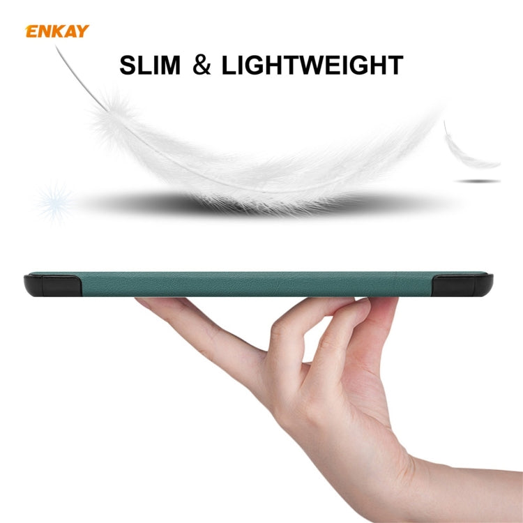 ENKAY PU Leather + Plastic Case with Three-folding Holder for Huawei MatePad T8 / Honor Tablet X7(Green)