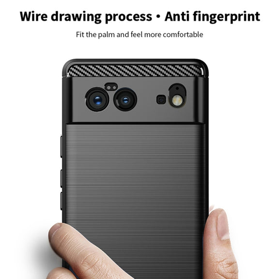 For Google Pixel 6 MOFI Gentleness Series Brushed Texture Carbon Fiber Soft TPU Case(Blue)