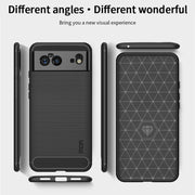 For Google Pixel 6 MOFI Gentleness Series Brushed Texture Carbon Fiber Soft TPU Case(Red)