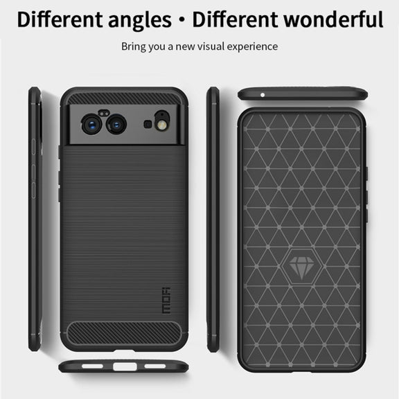 For Google Pixel 6 MOFI Gentleness Series Brushed Texture Carbon Fiber Soft TPU Case(Red)