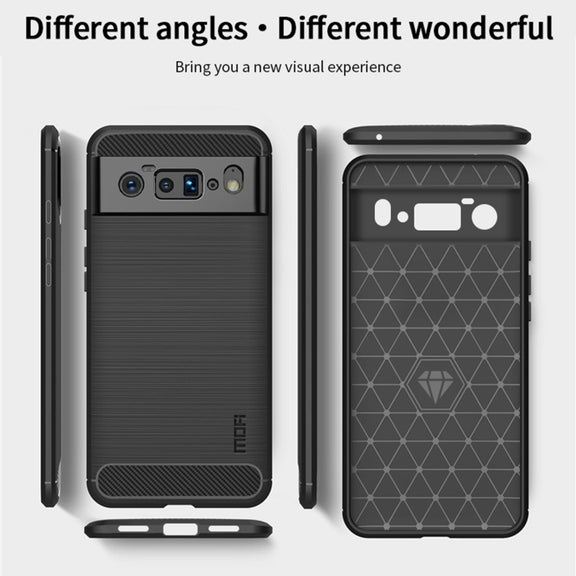 For Google Pixel 6 Pro MOFI Gentleness Series Brushed Texture Carbon Fiber Soft TPU Case(Black)