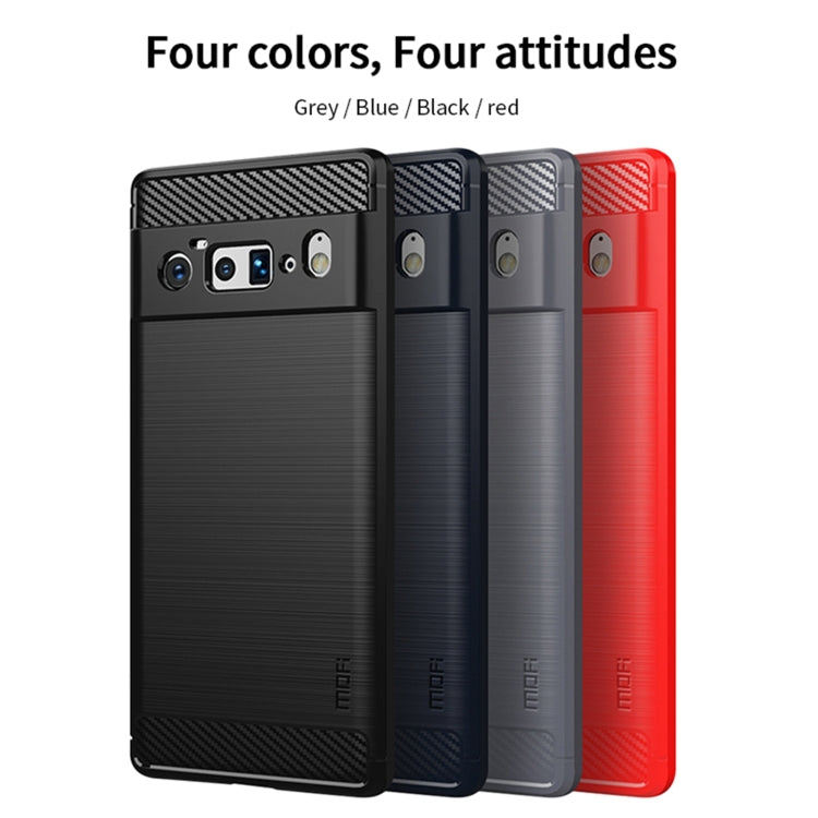 For Google Pixel 6 Pro MOFI Gentleness Series Brushed Texture Carbon Fiber Soft TPU Case(Blue)