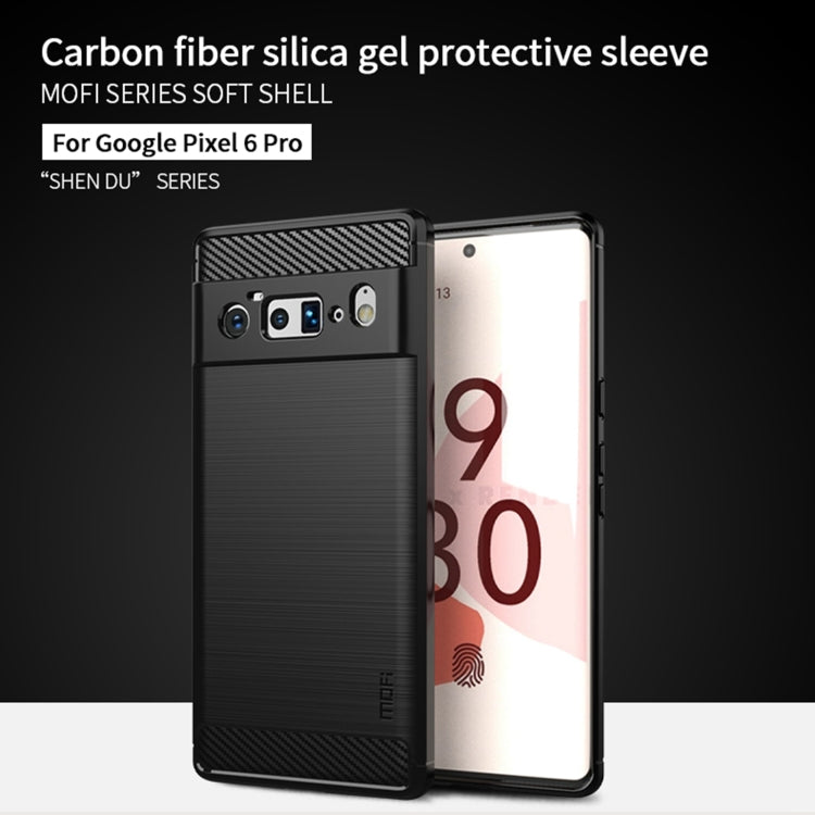 For Google Pixel 6 Pro MOFI Gentleness Series Brushed Texture Carbon Fiber Soft TPU Case(Blue)