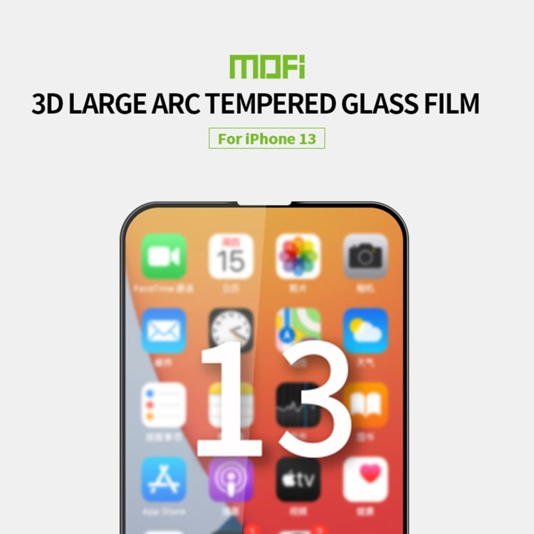 For iPhone 13 / 13 Pro MOFI 9H 3D Explosion-proof Curved Screen Tempered Glass Film(Black)