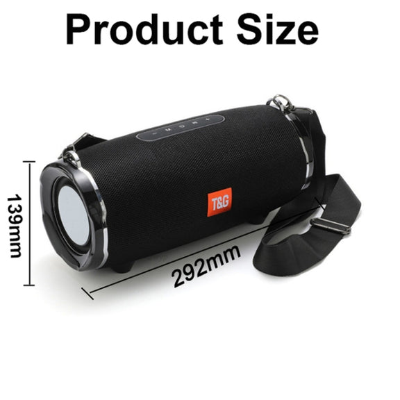 T&G TG187 Portable Water-resistant Wireless Bass Surround Bluetooth Speaker with Shoulder Strap, Support FM / TF  Card(Black)