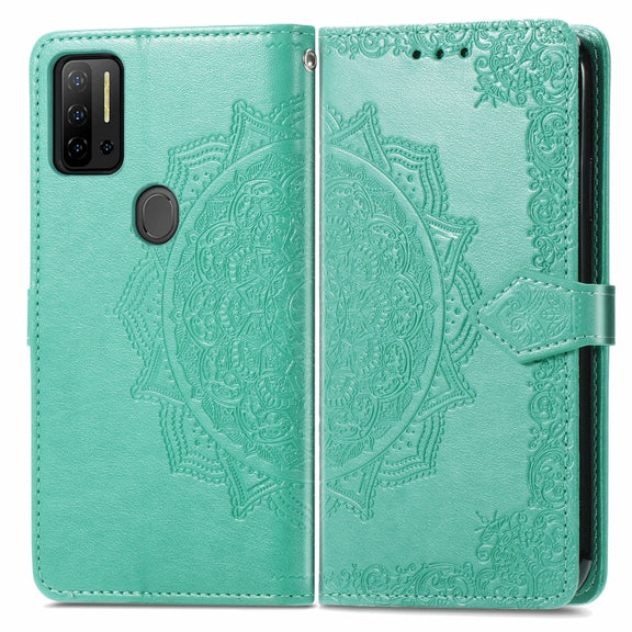 For Ulefone Note 11 Plus Mandala Flower Embossed Horizontal Flip Leather Case with Bracket / Card Slot / Wallet / Lanyard(Green)