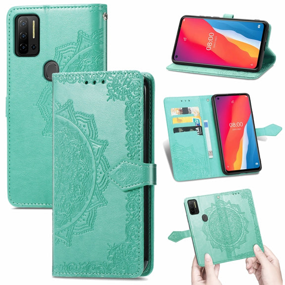 For Ulefone Note 11 Plus Mandala Flower Embossed Horizontal Flip Leather Case with Bracket / Card Slot / Wallet / Lanyard(Green)