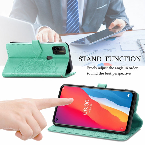 For Ulefone Note 11 Plus Mandala Flower Embossed Horizontal Flip Leather Case with Bracket / Card Slot / Wallet / Lanyard(Green)