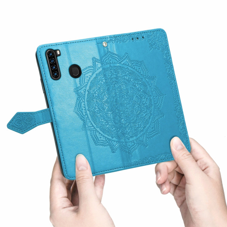 For Blackview A80 Pro Mandala Flower Embossed Horizontal Flip Leather Case with Holder & Three Card Slots & Wallet & Lanyard(Blue)