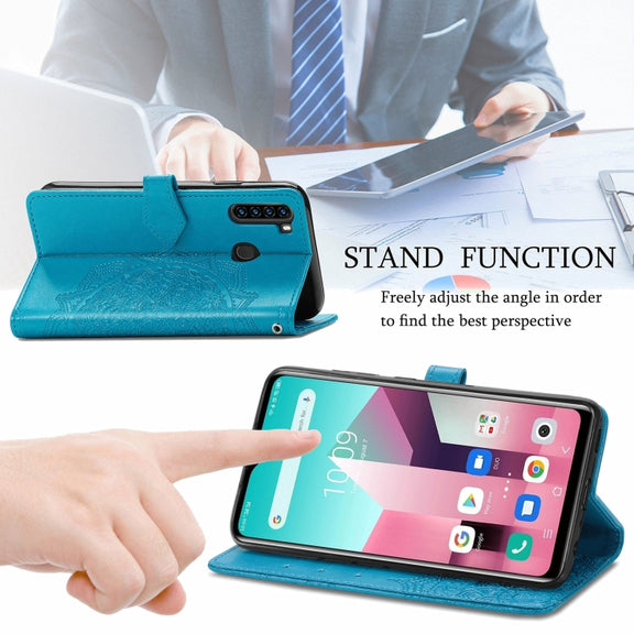 For Blackview A80 Pro Mandala Flower Embossed Horizontal Flip Leather Case with Holder & Three Card Slots & Wallet & Lanyard(Blue)