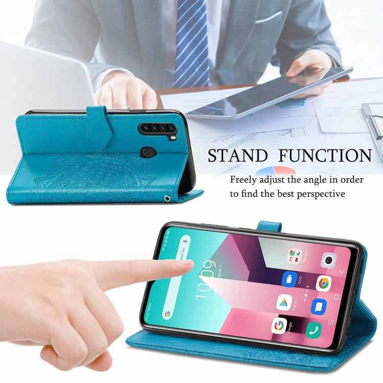 For Blackview A80 Pro Mandala Flower Embossed Horizontal Flip Leather Case with Holder & Three Card Slots & Wallet & Lanyard(Blue)