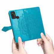 For Doogee X96 Pro Mandala Flower Embossed Horizontal Flip Leather Case with Holder & Three Card Slots & Wallet & Lanyard(Blue)