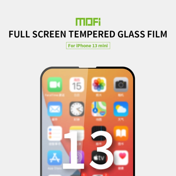 For iPhone 13 mini MOFI 9H 2.5D Full Screen Tempered Glass Film (Black)