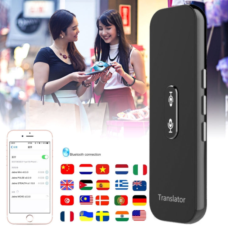 G6X Smart Real Time Voice Translator 40 Languages for Android IOS and Smartphone(Black)