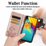 For  Doogee X96 Pro Four-leaf Clasp Embossed Buckle Mobile Phone Protection Leather Case with Lanyard & Card Slot & Wallet & Bracket Function(Blue)