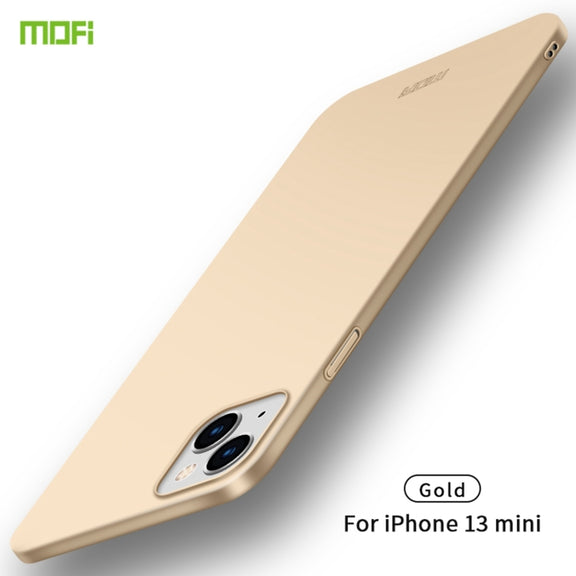 For iPhone 13 mini  MOFI Frosted PC Ultra-thin Hard Case(Gold)