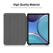 For iPad mini 2024 / mini 6 ENKAY Custer Texture Horizontal Flip PU+PC Leather Tablet Case with Three-folding Holder & Sleep / Wake-up Function(Dark Green)