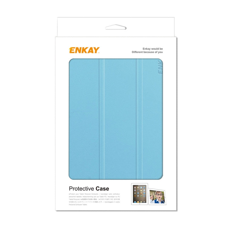 For iPad mini 2024 / mini 6 ENKAY Custer Texture Horizontal Flip PU+TPU Leather Tablet Case with Three-folding Holder & Sleep / Wake-up Function & Pen Holder(Dark Blue)